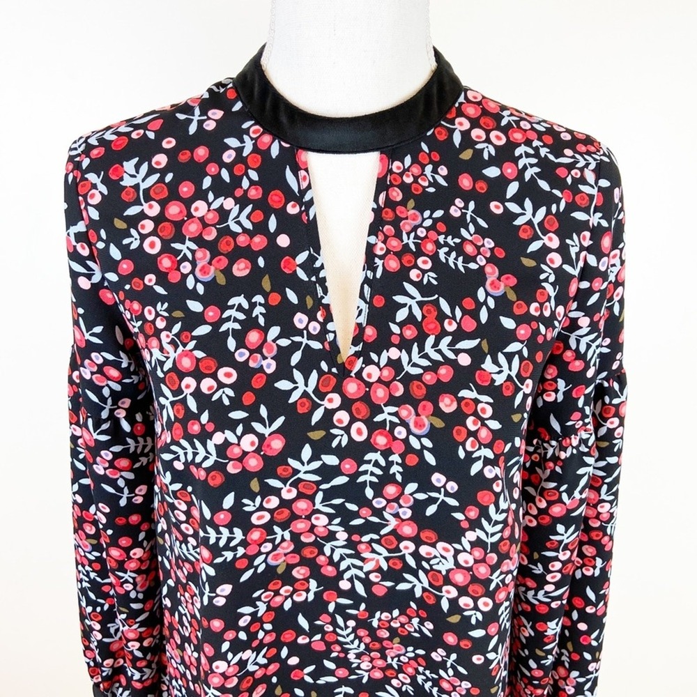 LOFT Cherry Berry Dark Floral Dress XS Mini